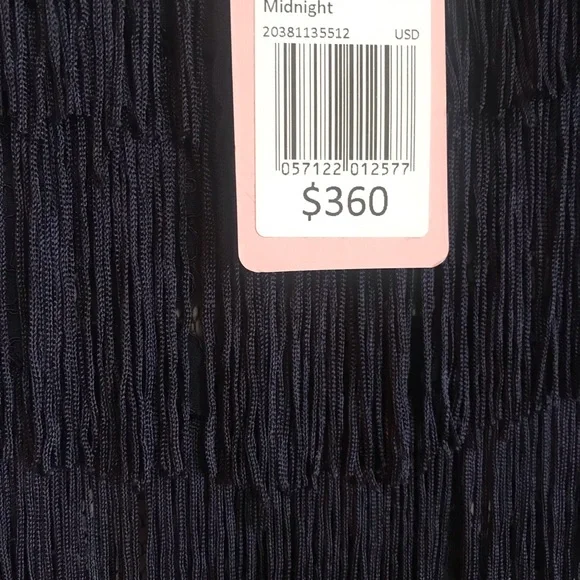 From Bloomingdale’s  navy long evening gown with all fringes and fully lined - Picture 8 of 17